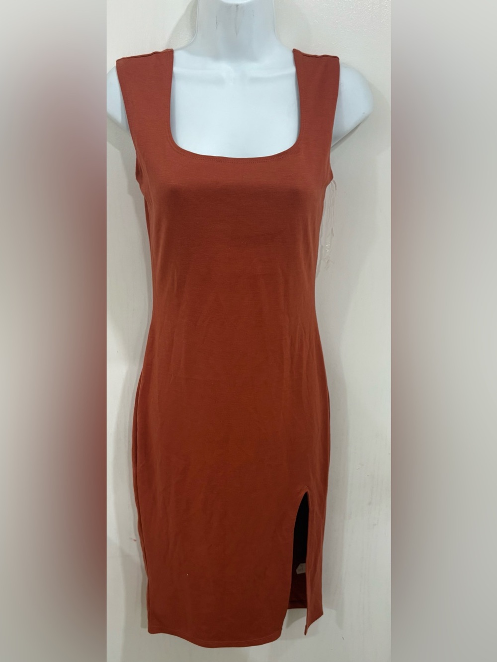 Basic casual day/evening wear  Women’s Square Neck Bodycon Dress in Rust